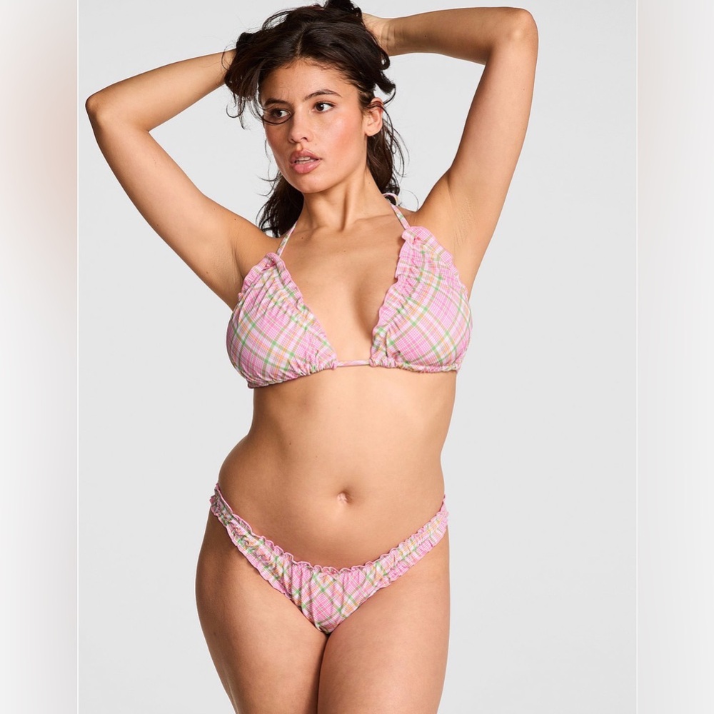 PINK Victoria's Secret Pink Plaid Bikini Top